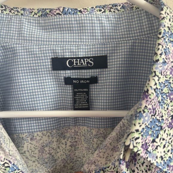 Chaps Shirt Womens Floral Button Up  XXL No Iron Blue white Workwear office - Picture 3 of 5